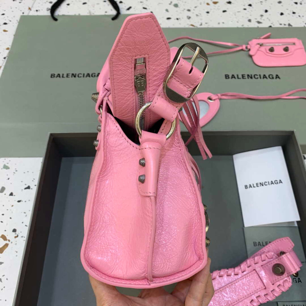 Balenciaga 700940210B Neo Cagole City Handbag in Pink Arena Lambskin