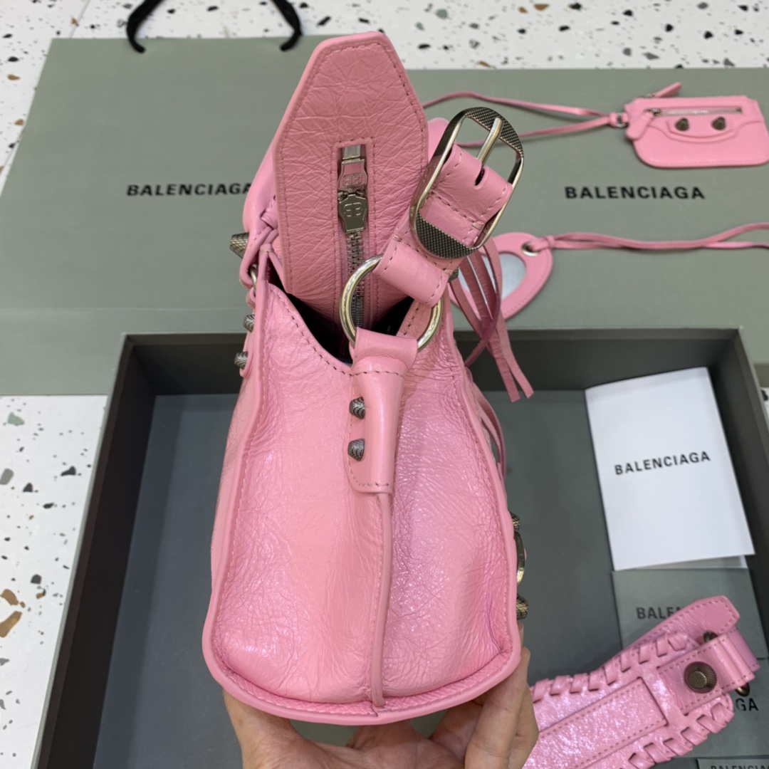 Balenciaga 700940210B Neo Cagole City Handbag in Pink Arena Lambskin