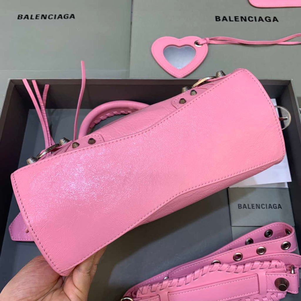 Balenciaga 700940210B Neo Cagole City Handbag in Pink Arena Lambskin