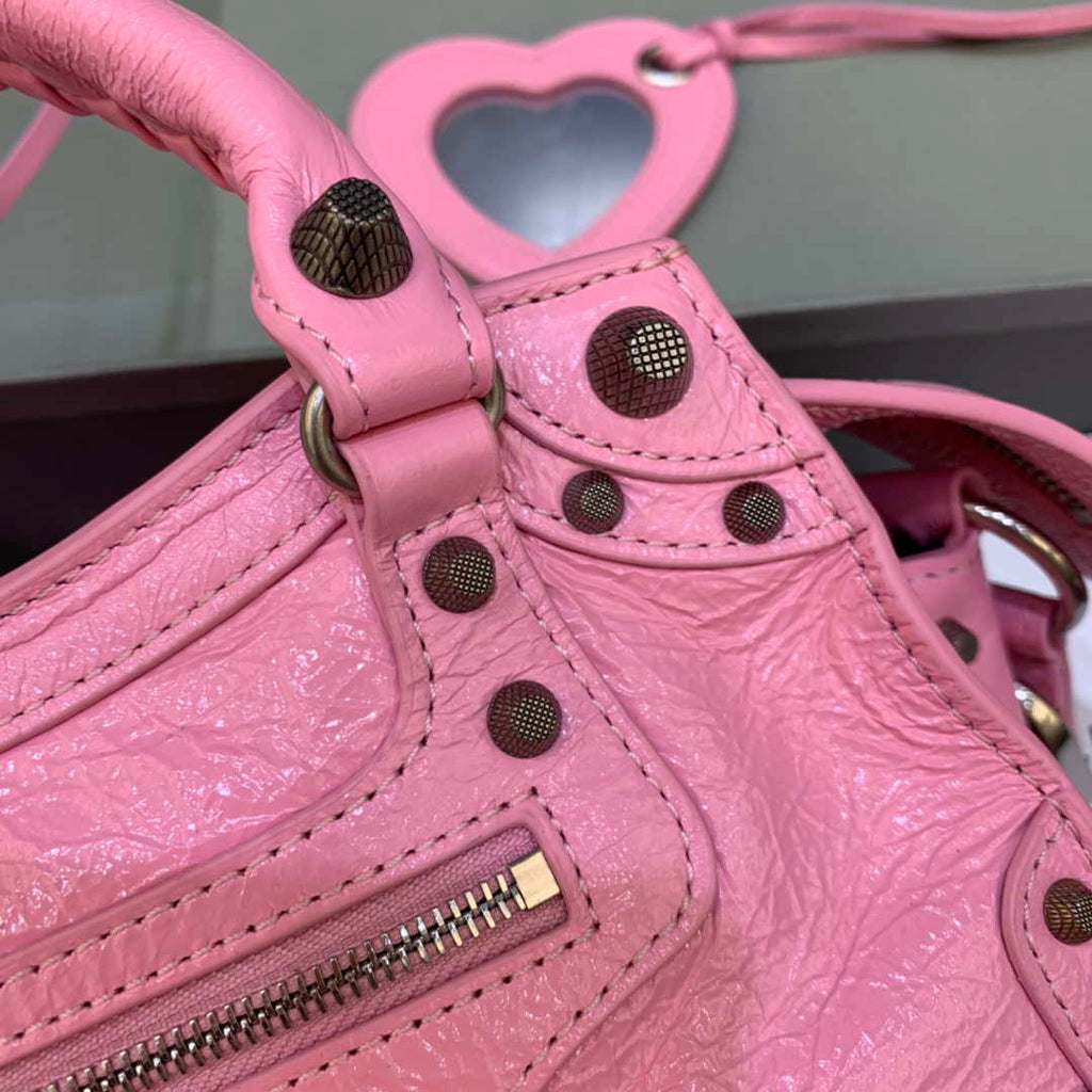 Balenciaga 700940210B Neo Cagole City Handbag in Pink Arena Lambskin