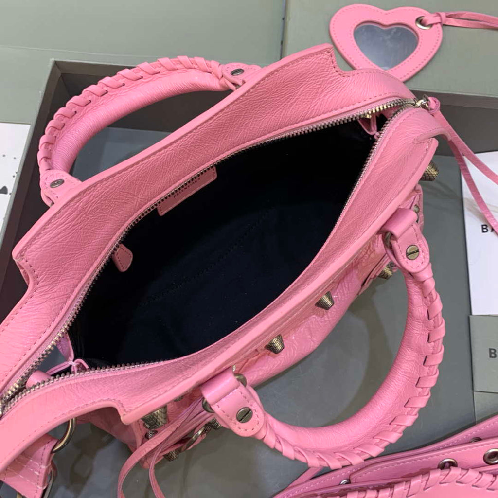 Balenciaga 700940210B Neo Cagole City Handbag in Pink Arena Lambskin