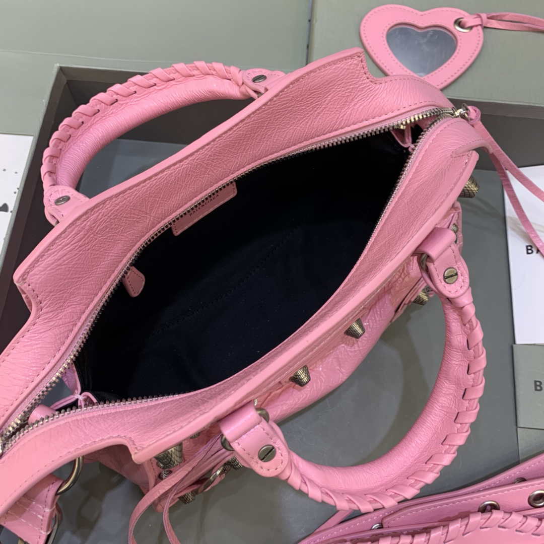 Balenciaga 700940210B Neo Cagole City Handbag in Pink Arena Lambskin