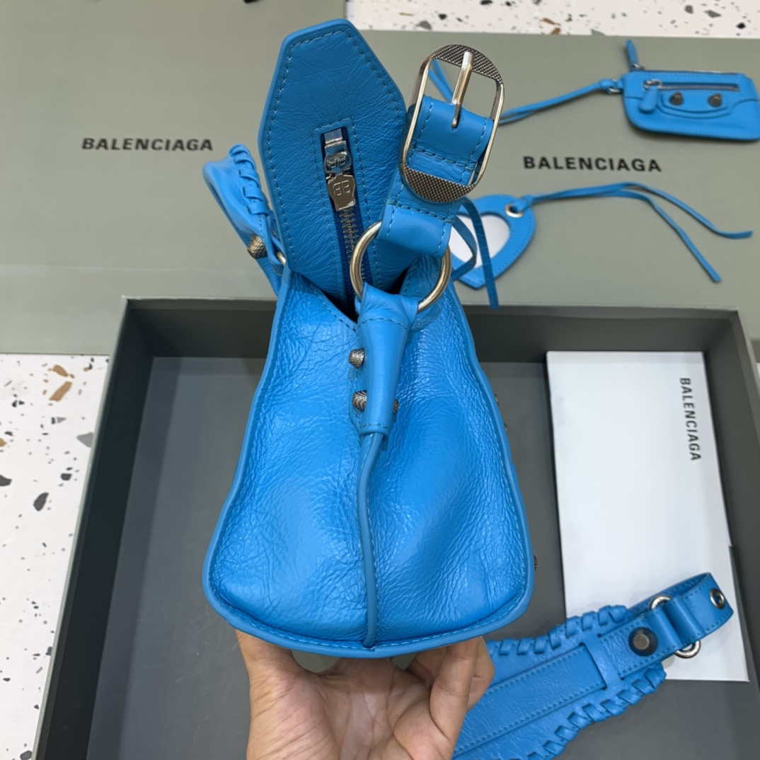 Balenciaga 700940210B Neo Cagole City Handbag in Sky blue Arena Lambskin