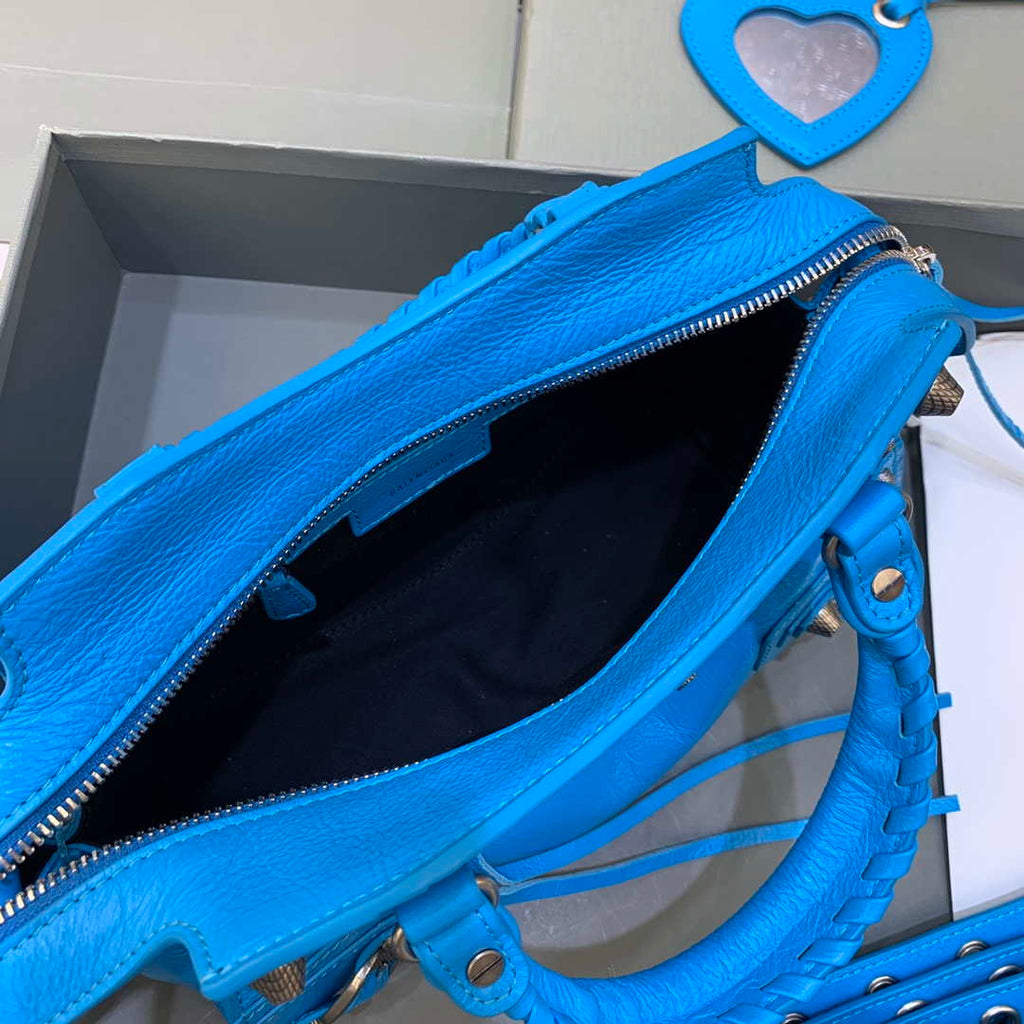Balenciaga 700940210B Neo Cagole City Handbag in Sky blue Arena Lambskin