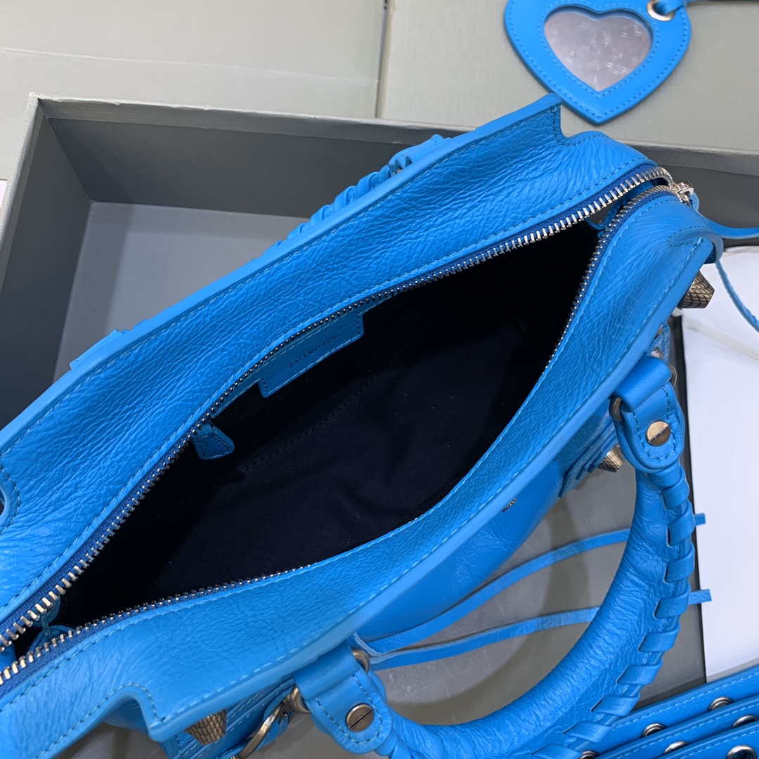 Balenciaga 700940210B Neo Cagole City Handbag in Sky blue Arena Lambskin