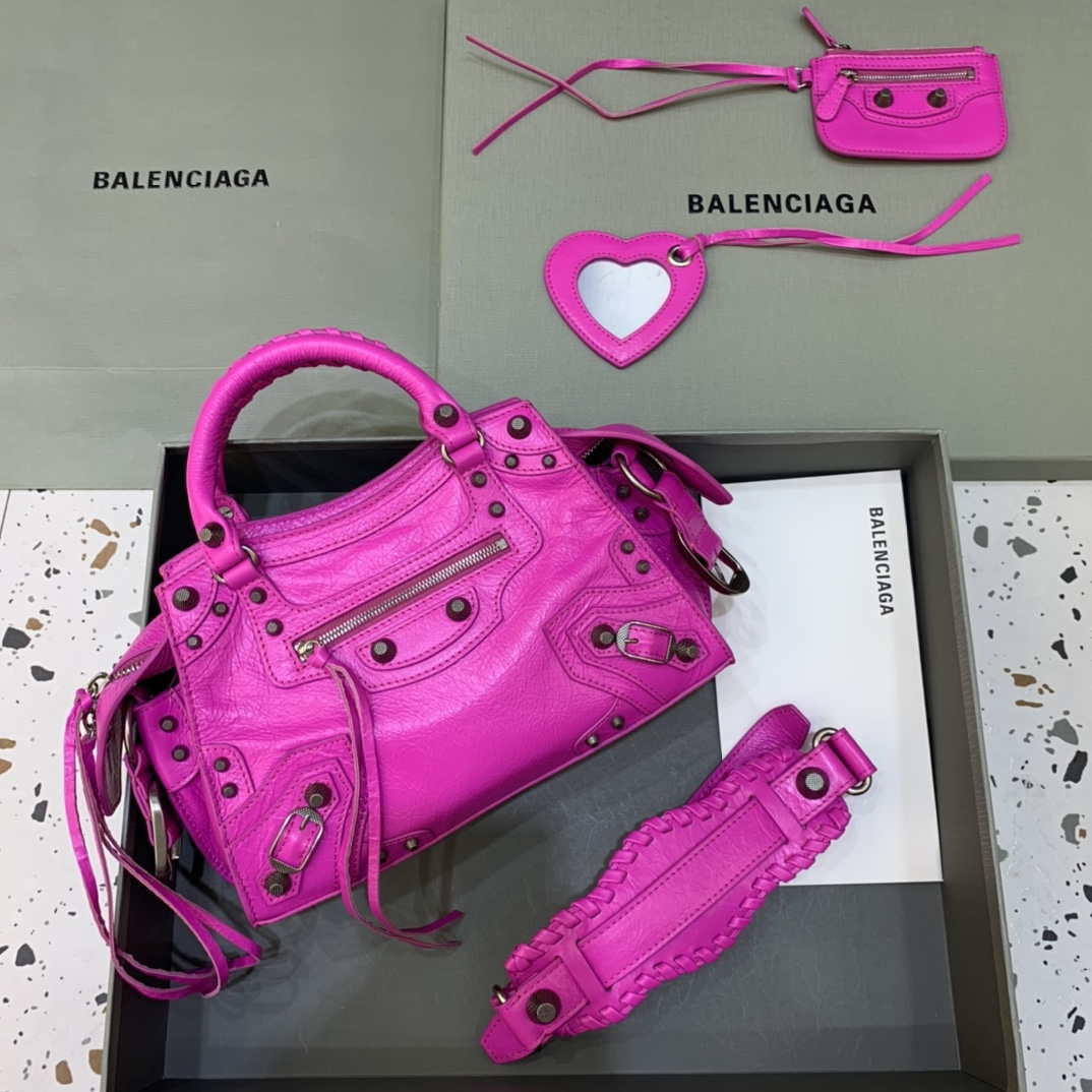 Balenciaga 700940210B Neo Cagole City Handbag in Sky Pink Arena Lambskin - Default Title - View 1
