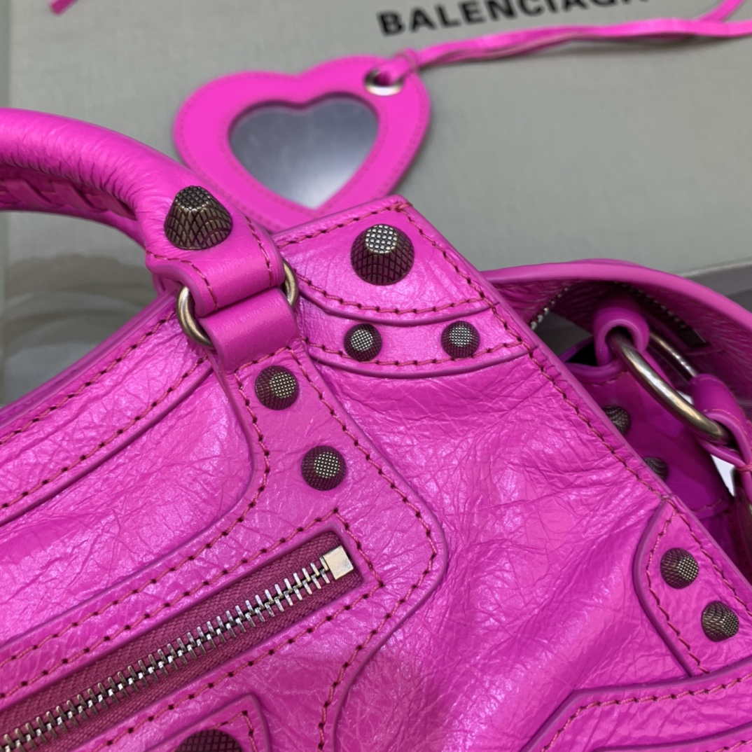 Balenciaga 700940210B Neo Cagole City Handbag in Sky Pink Arena Lambskin