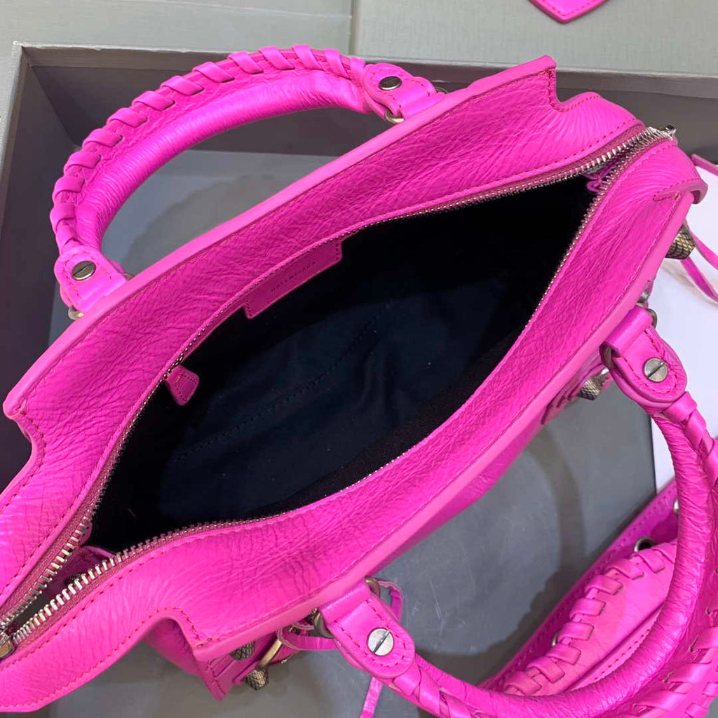 Balenciaga 700940210B Neo Cagole City Handbag in Sky Pink Arena Lambskin