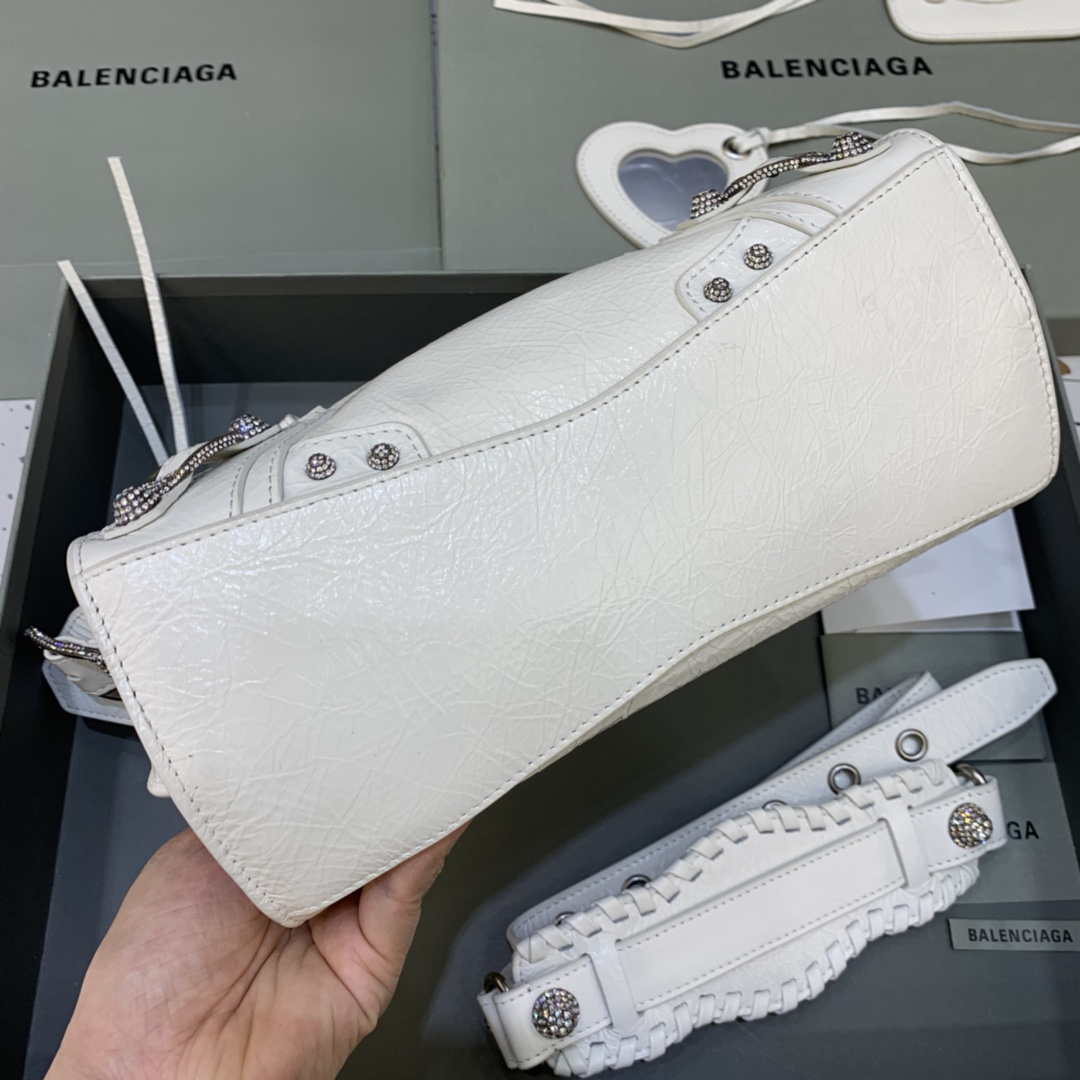 Balenciaga 700940210B Neo Cagole City Handbag in white Arena Lambskin