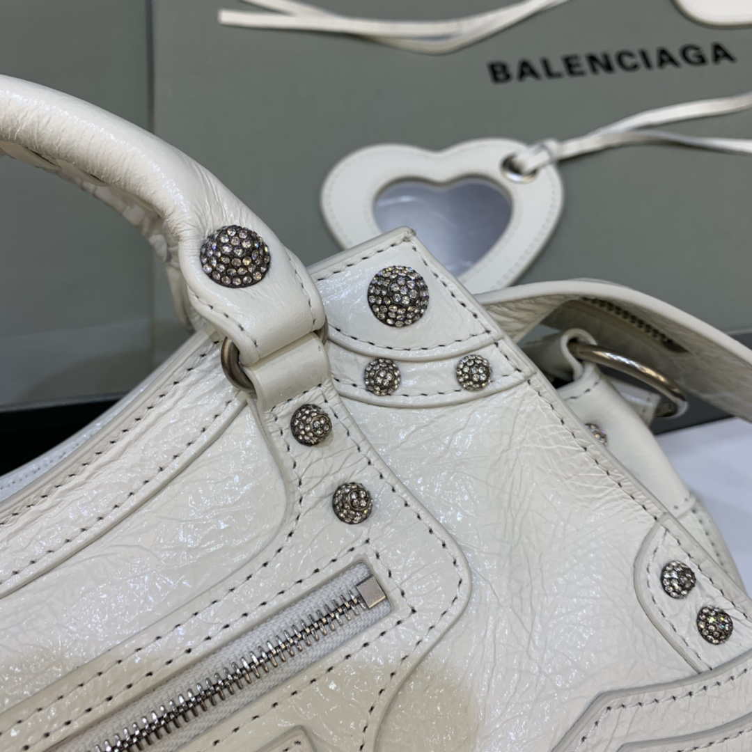 Balenciaga 700940210B Neo Cagole City Handbag in white Arena Lambskin