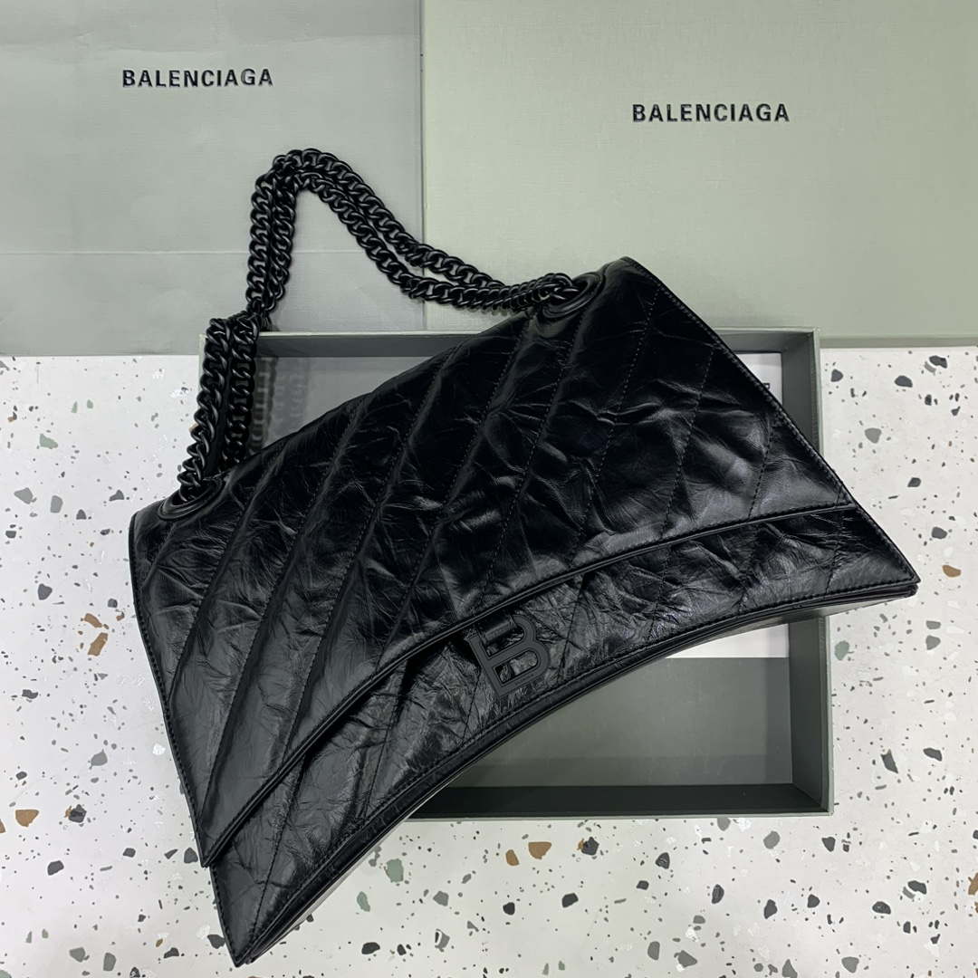 Balenciaga 716332210 Crush Large Chain Bag in Black crushed calfskin aged Black Hardware - Default Title - View 1