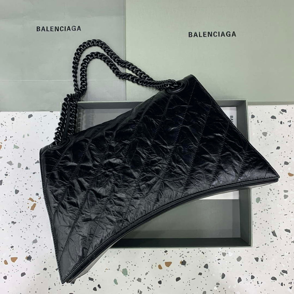 Balenciaga 716332210 Crush Large Chain Bag in Black crushed calfskin aged Black Hardware