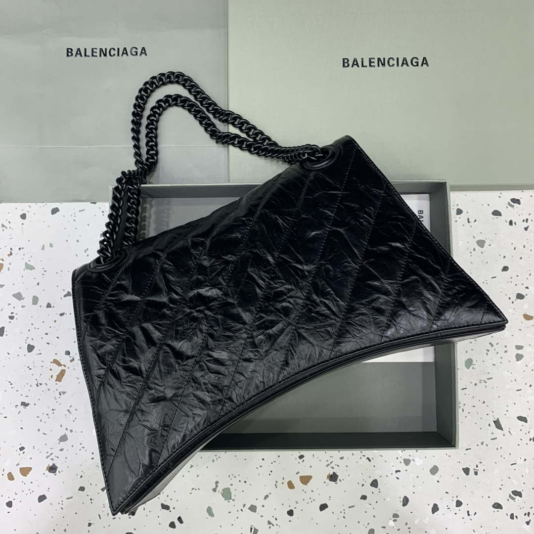 Balenciaga 716332210 Crush Large Chain Bag in Black crushed calfskin aged Black Hardware