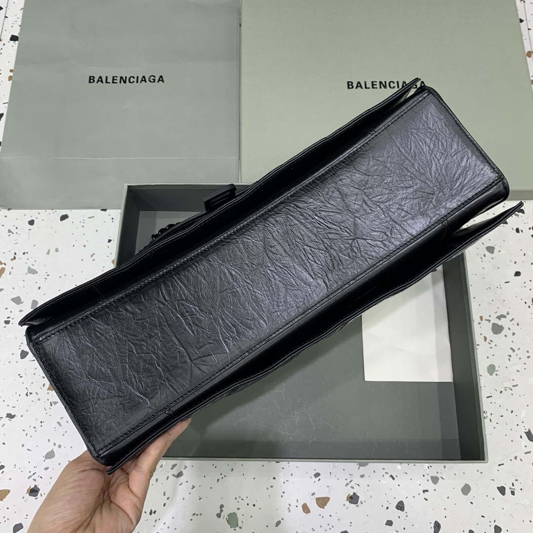 Balenciaga 716332210 Crush Large Chain Bag in Black crushed calfskin aged Black Hardware