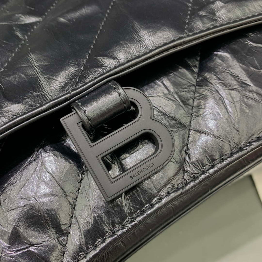 Balenciaga 716332210 Crush Large Chain Bag in Black crushed calfskin aged Black Hardware