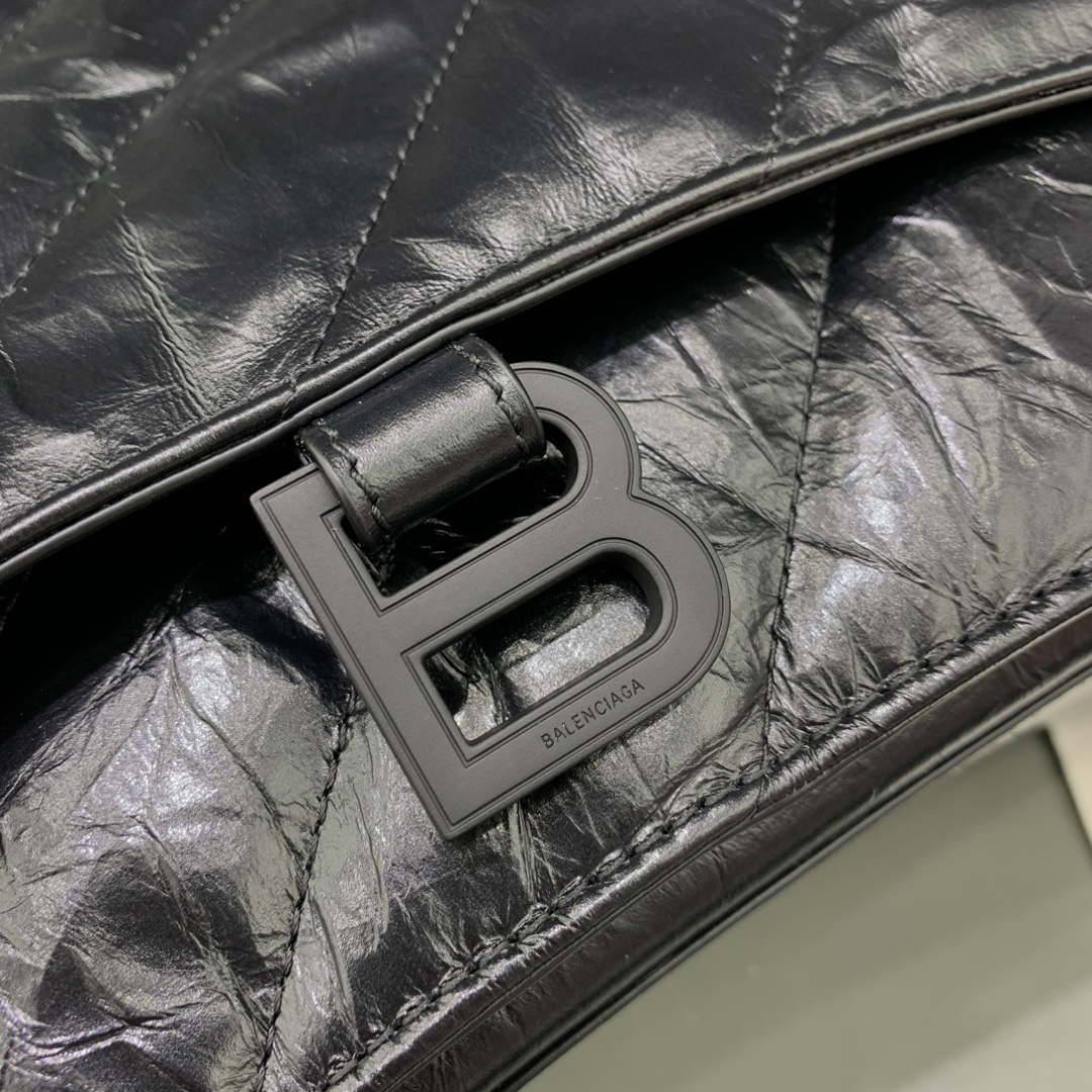 Balenciaga 716332210 Crush Large Chain Bag in Black crushed calfskin aged Black Hardware