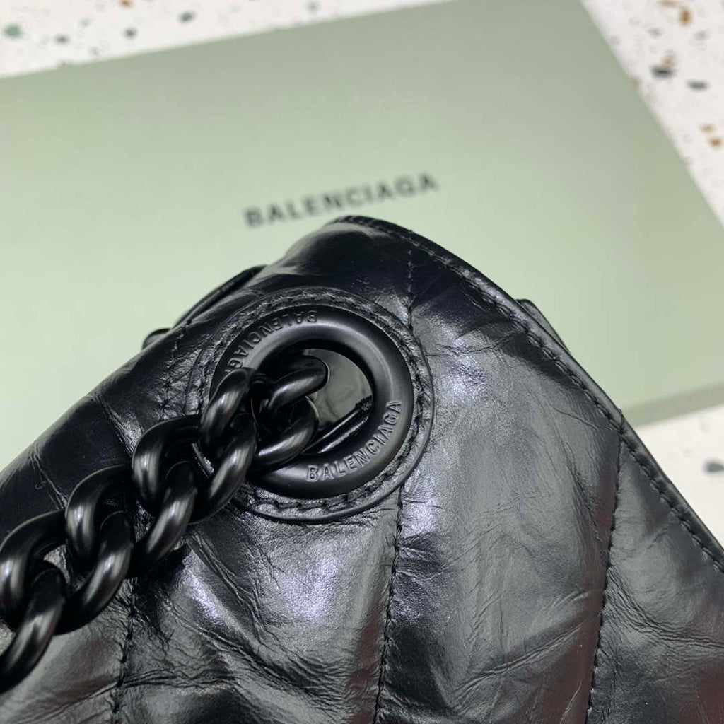 Balenciaga 716332210 Crush Large Chain Bag in Black crushed calfskin aged Black Hardware