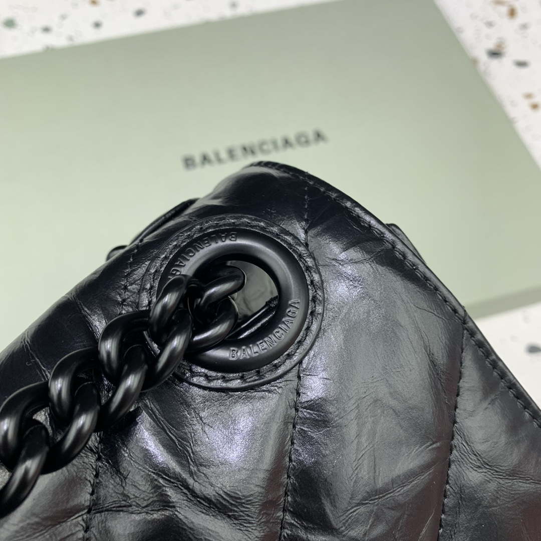Balenciaga 716332210 Crush Large Chain Bag in Black crushed calfskin aged Black Hardware