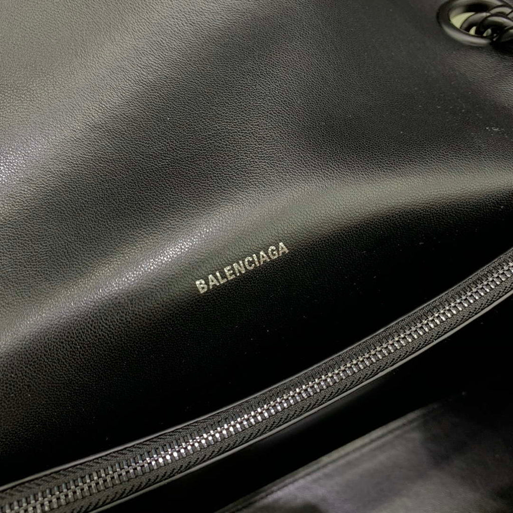 Balenciaga 716332210 Crush Large Chain Bag in Black crushed calfskin aged Black Hardware