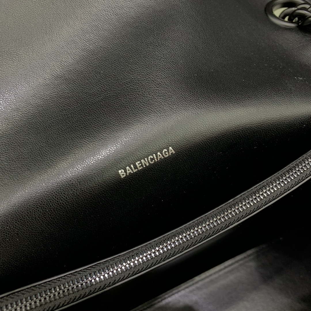 Balenciaga 716332210 Crush Large Chain Bag in Black crushed calfskin aged Black Hardware