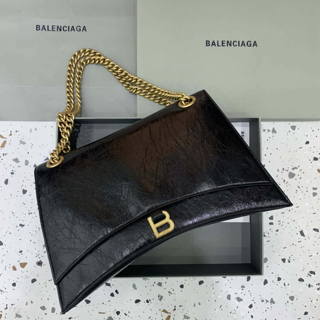 Balenciaga 716332210 Crush Large Chain Bag in Black crushed calfskin aged Gold - Default Title - View 1