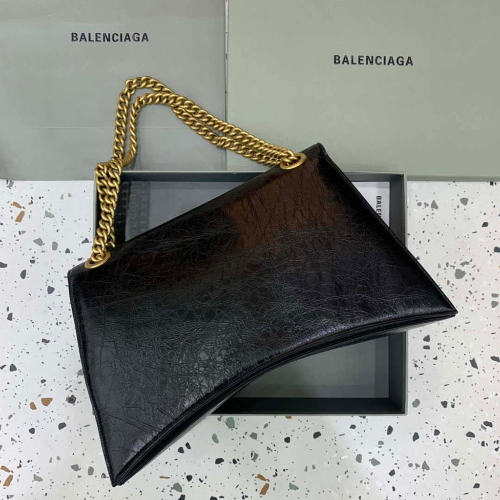 Balenciaga 716332210 Crush Large Chain Bag in Black crushed calfskin aged Gold
