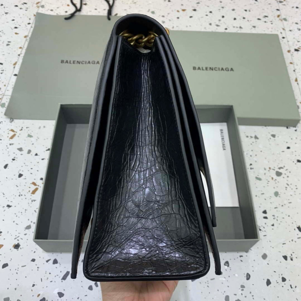 Balenciaga 716332210 Crush Large Chain Bag in Black crushed calfskin aged Gold