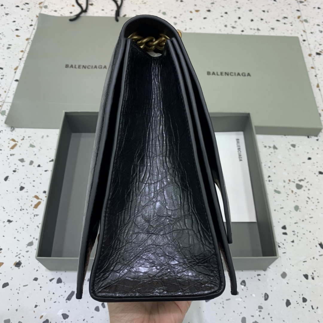 Balenciaga 716332210 Crush Large Chain Bag in Black crushed calfskin aged Gold