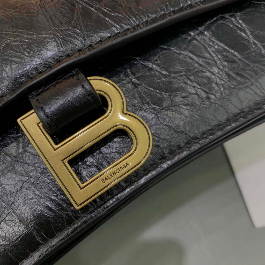 Balenciaga 716332210 Crush Large Chain Bag in Black crushed calfskin aged Gold