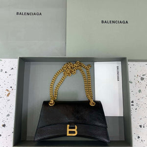 Balenciaga 716351210I Crush Small Chain Bag Quilted in Black metallized crushed calfskin Gold - Default Title - View 1