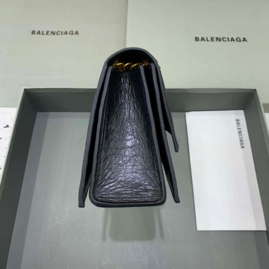 Balenciaga 716351210I Crush Small Chain Bag Quilted in Black metallized crushed calfskin Gold