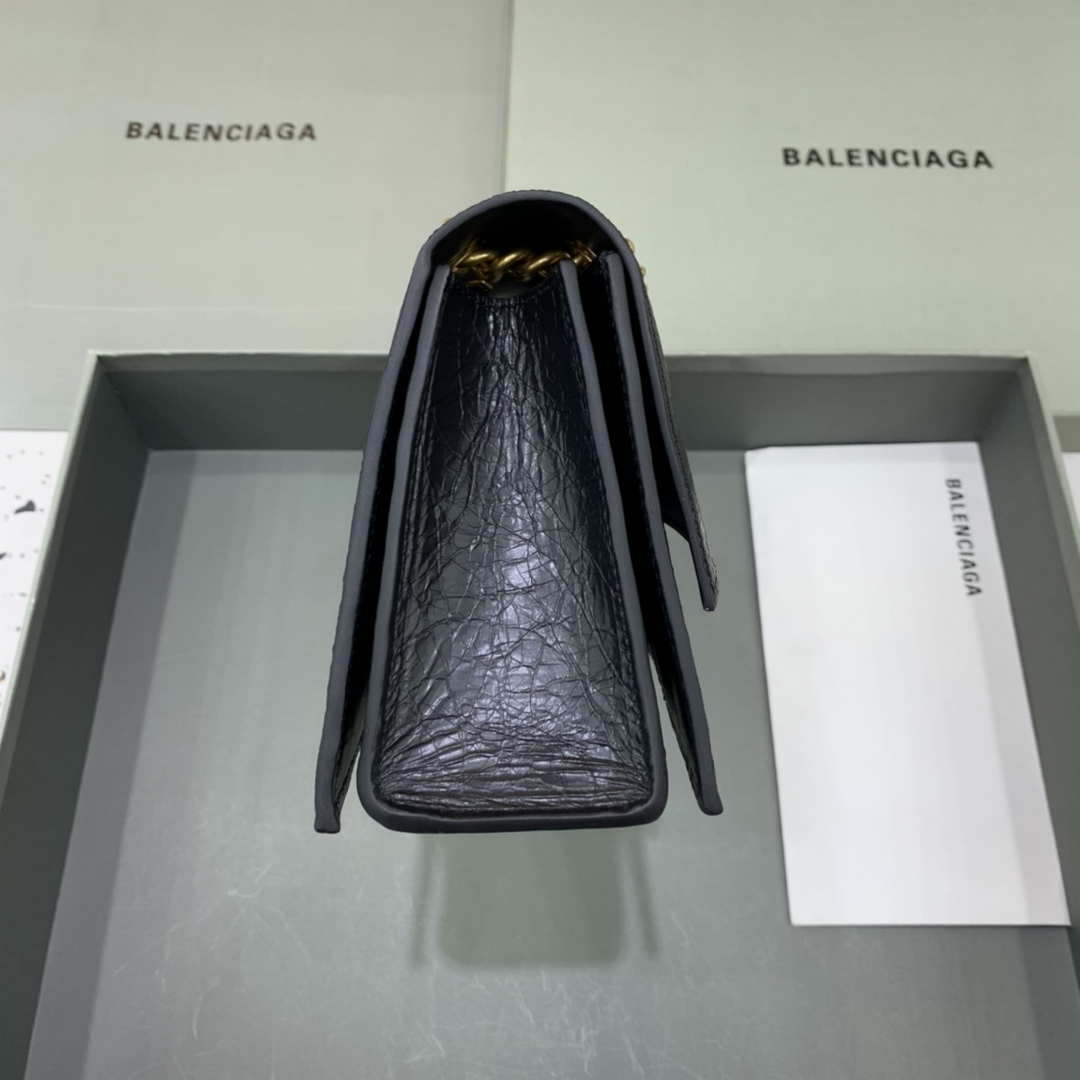 Balenciaga 716351210I Crush Small Chain Bag Quilted in Black metallized crushed calfskin Gold