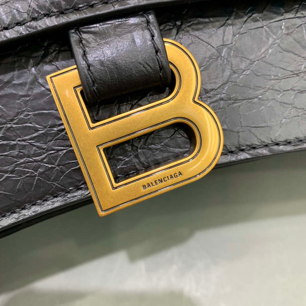 Balenciaga 716351210I Crush Small Chain Bag Quilted in Black metallized crushed calfskin Gold