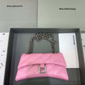 Balenciaga 716351210I Crush Small Chain Bag Quilted in Pink metallized crushed calfskin Silver - Default Title - View 1