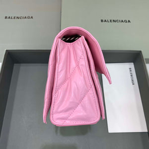 Balenciaga 716351210I Crush Small Chain Bag Quilted in Pink metallized crushed calfskin Silver - Default Title - View 3