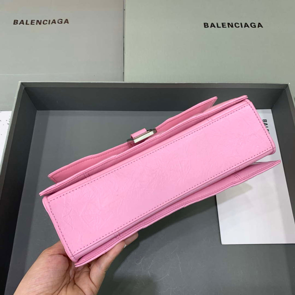 Balenciaga 716351210I Crush Small Chain Bag Quilted in Pink metallized crushed calfskin Silver