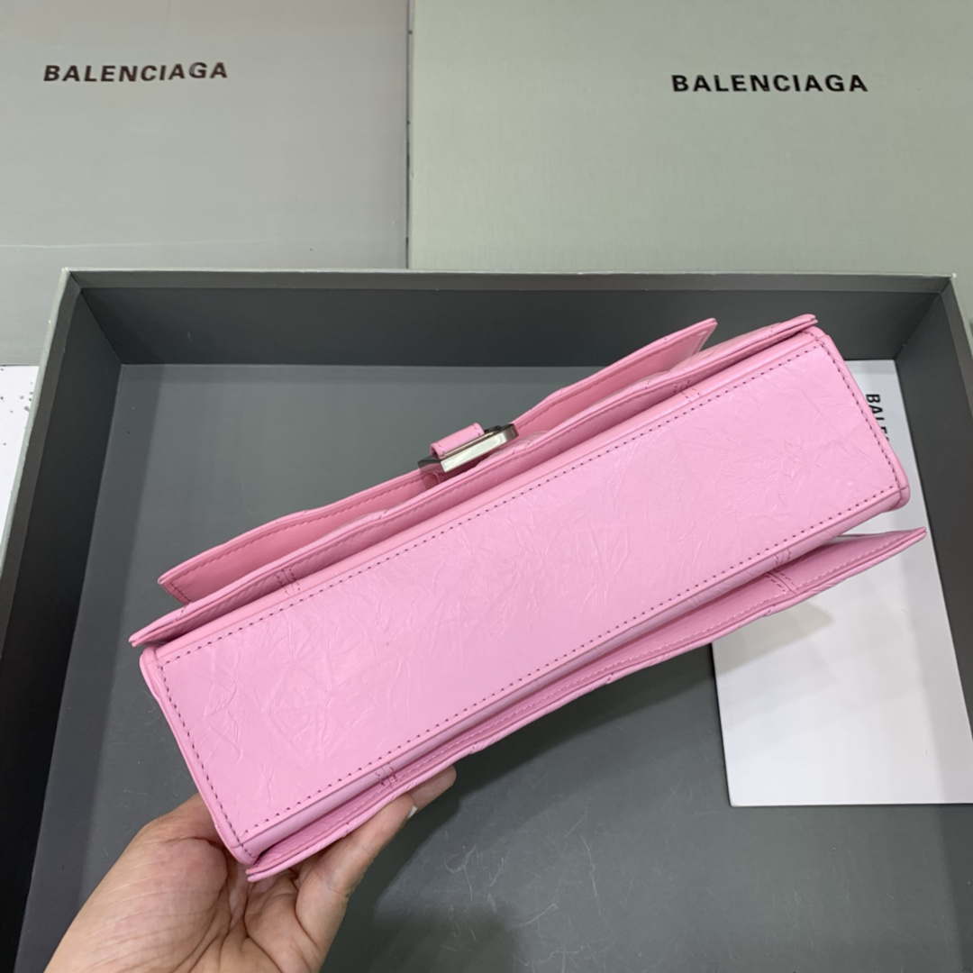 Balenciaga 716351210I Crush Small Chain Bag Quilted in Pink metallized crushed calfskin Silver