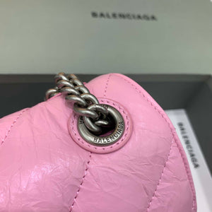 Balenciaga 716351210I Crush Small Chain Bag Quilted in Pink metallized crushed calfskin Silver - Default Title - View 6