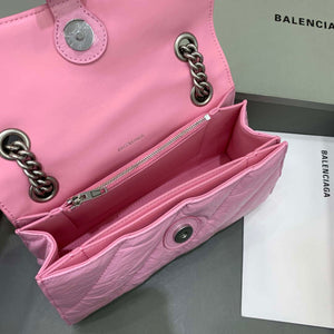 Balenciaga 716351210I Crush Small Chain Bag Quilted in Pink metallized crushed calfskin Silver - Default Title - View 7