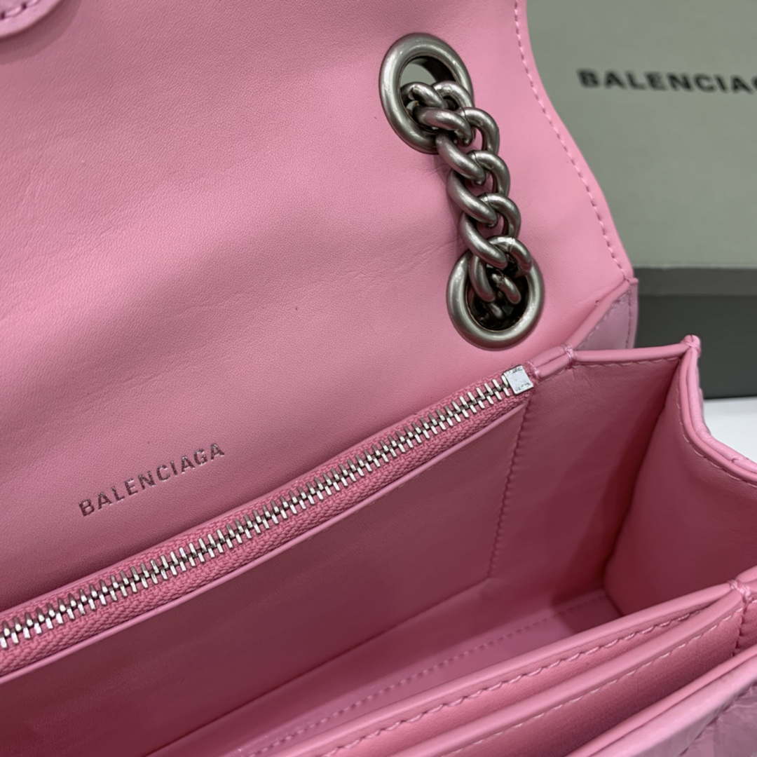 Balenciaga 716351210I Crush Small Chain Bag Quilted in Pink metallized crushed calfskin Silver