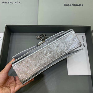 Balenciaga 716351210I Crush Small Chain Bag Quilted in silver metallized crushed calfskin  aged-silver hardware - Default Title - View 3