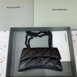 Balenciaga 716351210I Crush Small Chain Bag Quilted in Black metallized crushed calfskin black matte - Default Title - View 1