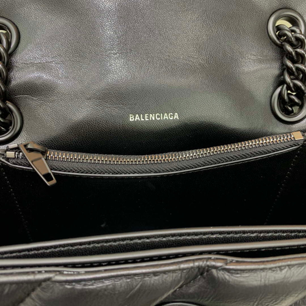 Balenciaga 716351210I Crush Small Chain Bag Quilted in Black metallized crushed calfskin black matte