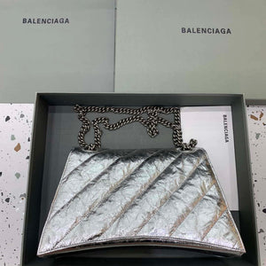 Balenciaga 716393210 Crush Medium Chain Bag Quilted in Silver metallized crushed calfskin Silver - Default Title - View 2