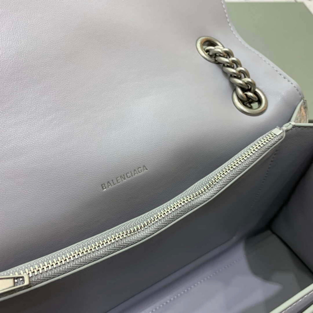 Balenciaga 716393210 Crush Medium Chain Bag Quilted in Silver metallized crushed calfskin Silver