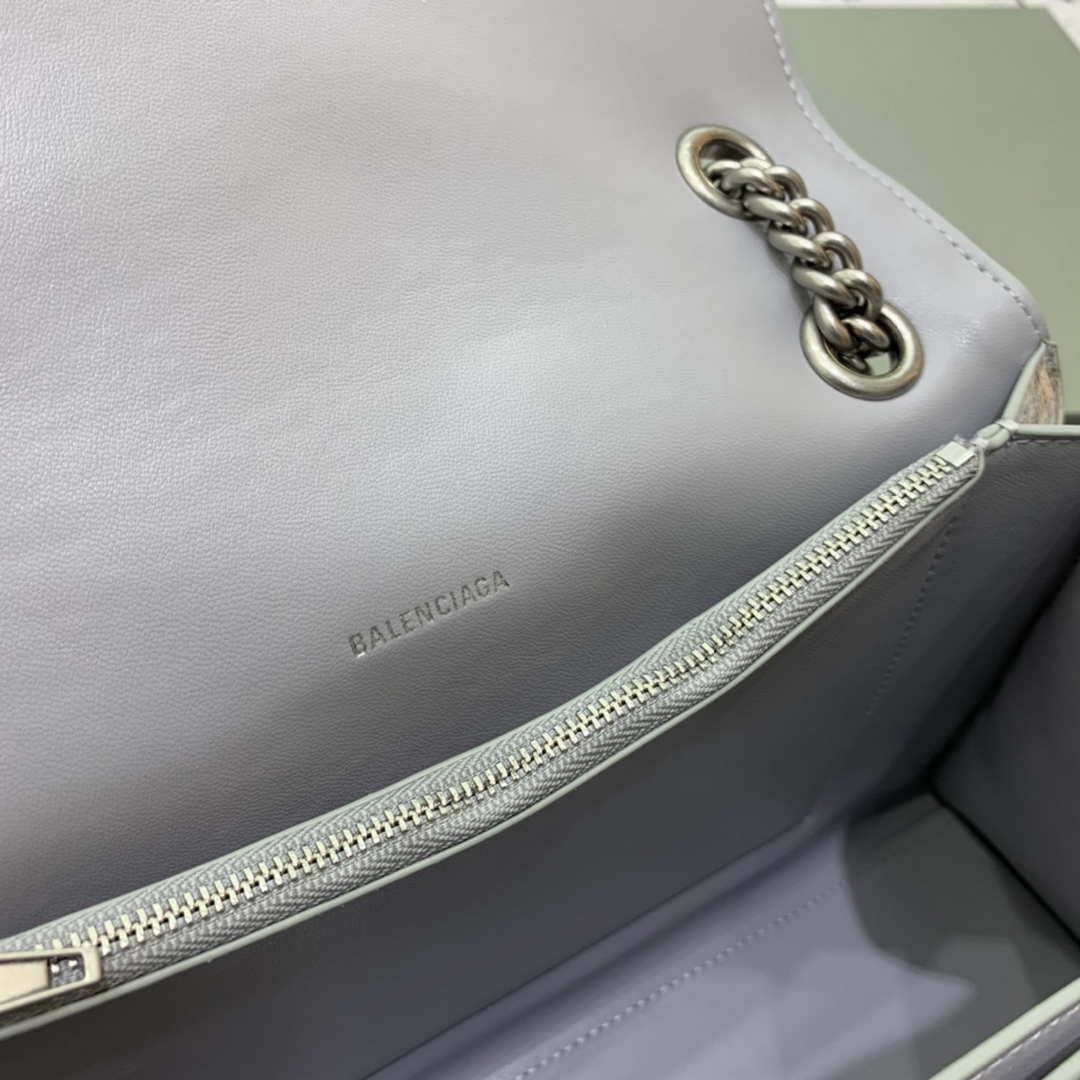 Balenciaga 716393210 Crush Medium Chain Bag Quilted in Silver metallized crushed calfskin Silver