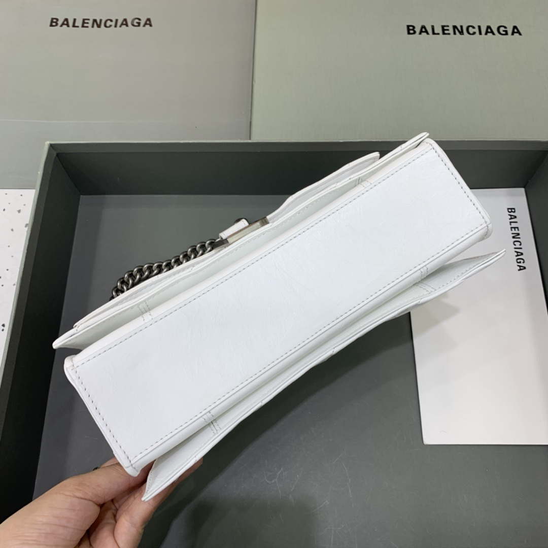 Balenciaga 716351210I Crush Small Chain Bag Quilted in White metallized crushed calfskin Silver