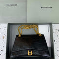 Balenciaga 716393210I Crush Medium Chain Bag in black crushed calfskin aged Gold - Default Title - View 1