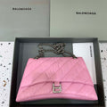 Balenciaga 716393210I Crush Medium Chain Bag in Pink crushed calfskin aged Silver - Default Title - View 1