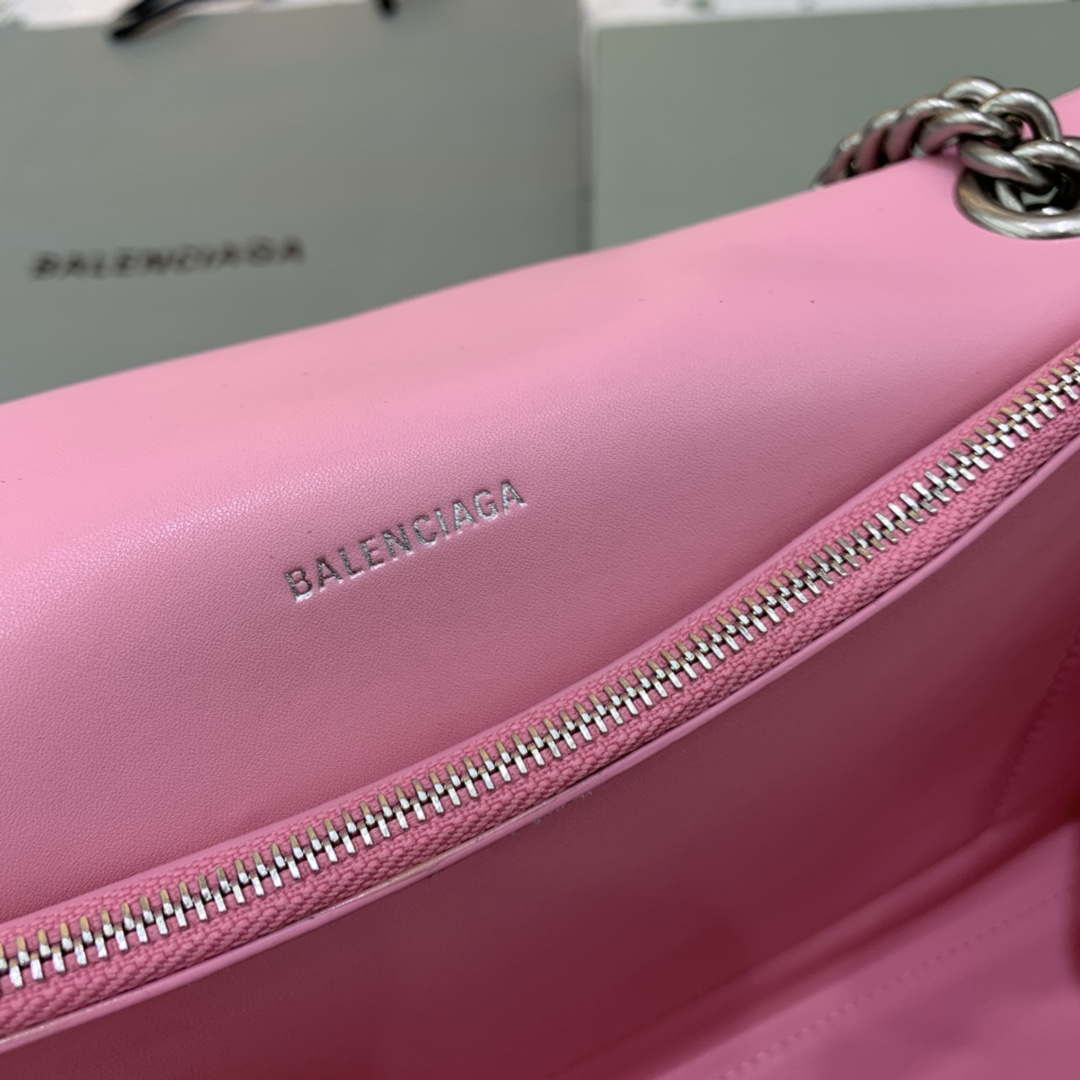 Balenciaga 716393210I Crush Medium Chain Bag in Pink crushed calfskin aged Silver